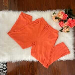 Vintage Coral Pull On Pants Crepe Elastic Waistband Drawstring Size Medium